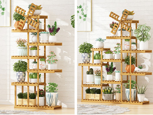 Indoor/Outdoor Living Room Decorative Bamboo Shelves Plant Pot Stand Rack Floral Unit Shelving