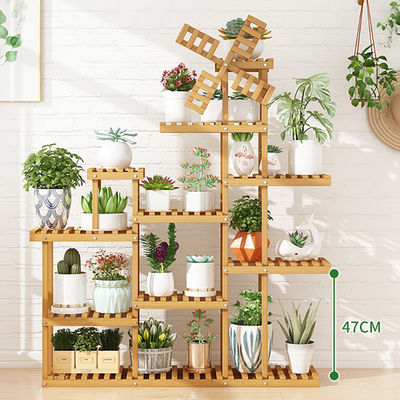 Indoor/Outdoor Living Room Decorative Bamboo Shelves Plant Pot Stand Rack Floral Unit Shelving