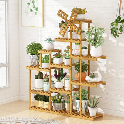 Indoor/Outdoor Living Room Decorative Bamboo Shelves Plant Pot Stand Rack Floral Unit Shelving