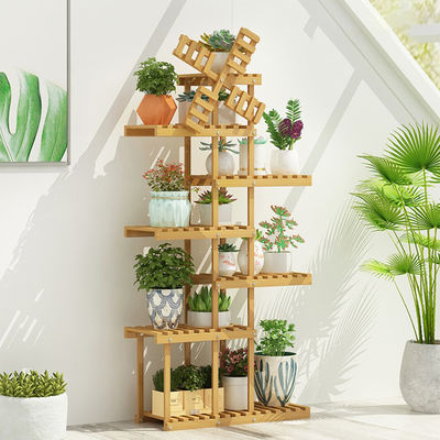 Indoor/Outdoor Living Room Decorative Bamboo Shelves Plant Pot Stand Rack Floral Unit Shelving