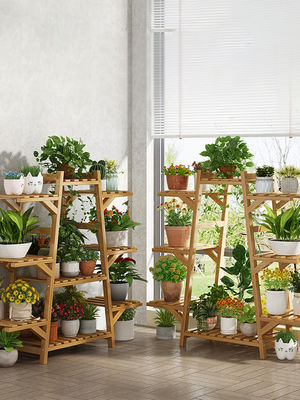 Plants Stand in Door Flower Pot Shelves Multi Tiers Wood Indoor and Outdoor Decoration Estante De Flores
