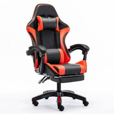 Ergonomic Swivel Chair for Gaming Adjustable PU Leather Computer Game Silla with Cooling Feature Stainless Steel Metal