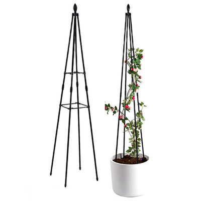PE Coated Four-Corner Flower Tower Cucumber Climbing Rack Triangular Clematis for Home Use