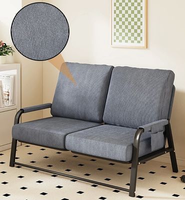Japanese Two-seater Sofa Chair for Sitting and Lying On, Corduroy Fabric Bed