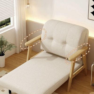 1.55m Solid Wood Folding Sofa Small Apartment Rental Double Bed Balcony Living Room Simple Dual-purpose