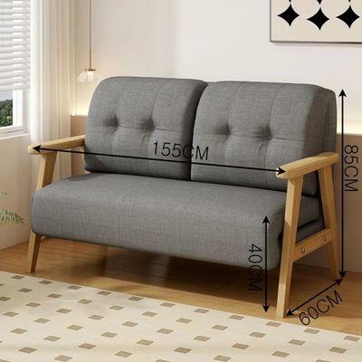 1.55m Solid Wood Folding Sofa Small Apartment Rental Double Bed Balcony Living Room Simple Dual-purpose