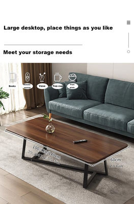 Living Room Large Coffee Table End with Metal Frame and Non-Slip Feet Stable Centre for Office Hospitality