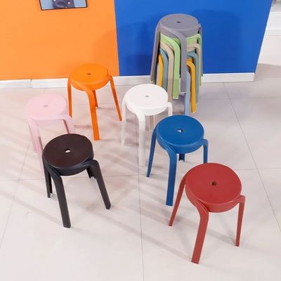 Plastic Stools Adult Round Dining Table Stackable Household High Thickened Simple Windmill