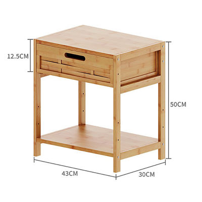 Modern Vintage Nightstand with Rustic Bamboo Drawer Farmhouse Bed Side Table for Living Room Couch End Table for Bedroom Storage
