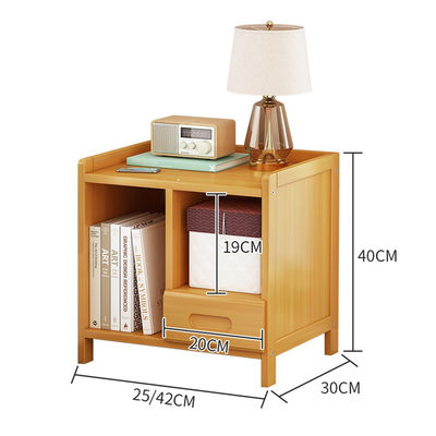 Bamboo Bedside Nightstand with Drawer Small Desk Side Table and Organizer Rack for Bedroom or Living Room