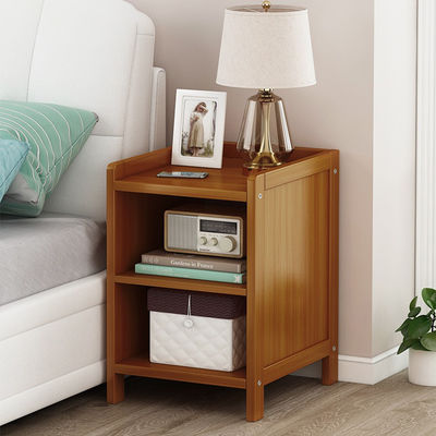 Bamboo Bedside Nightstand with Drawer Small Desk Side Table and Organizer Rack for Bedroom or Living Room