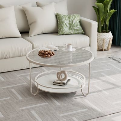 Minimalist Round Glass Coffee Table for Living Room for Small Apartments Metal Side Table for Sofa Home Furniture