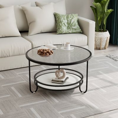 Minimalist Round Glass Coffee Table for Living Room for Small Apartments Metal Side Table for Sofa Home Furniture
