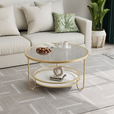 Minimalist Round Glass Coffee Table for Living Room for Small Apartments Metal Side Table for Sofa Home Furniture