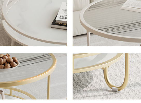 Minimalist Round Glass Coffee Table for Living Room for Small Apartments Metal Side Table for Sofa Home Furniture