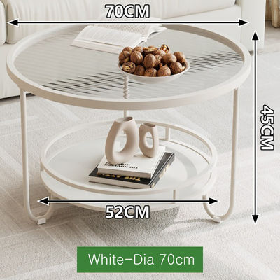 Minimalist Round Glass Coffee Table for Living Room for Small Apartments Metal Side Table for Sofa Home Furniture