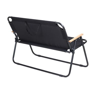 Portable Outdoor Double Seat Metal Lounge Chair with Folding Armrest Modern Design for Camping Leisure Park Use