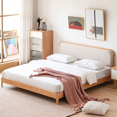 Heavy Duty Twin Bed Frame Wooden Platform with Sponge Headboard, Easy Assembly Bedchamber s Slats