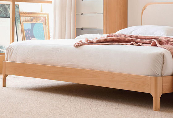 Heavy Duty Twin Bed Frame Wooden Platform with Sponge Headboard, Easy Assembly Bedchamber s Slats