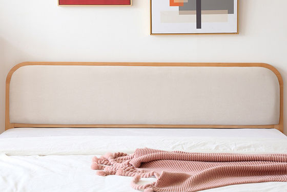 Heavy Duty Twin Bed Frame Wooden Platform with Sponge Headboard, Easy Assembly Bedchamber s Slats