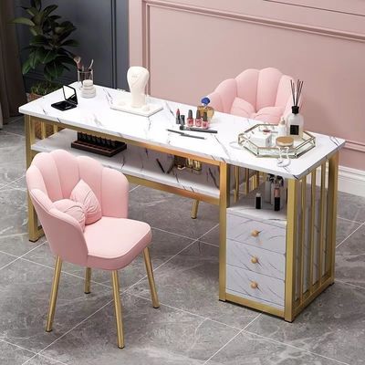 K Cheap Nail Salon Furniture Spa Wood Nail Tables Desk Manicure Table with Chair