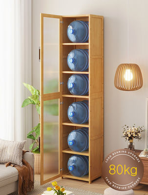 Apartment Storage Organizer Cube with Doors,Bamboo Tall Bookcase Rack Shelving Unit, Cabinet Container in Living Room
