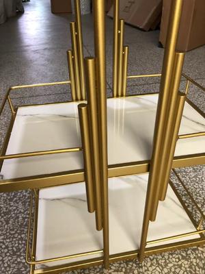 Modern Golden Hair Salon Stainless Steel Beauty Stool Cart Trolley for Sale