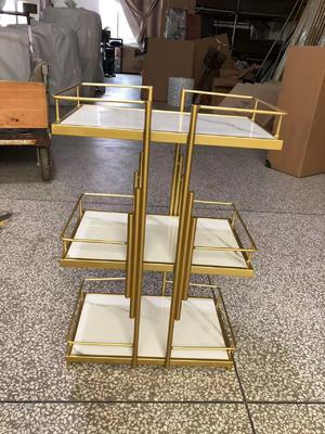 Modern Golden Hair Salon Stainless Steel Beauty Stool Cart Trolley for Sale