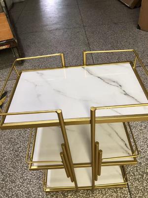 Modern Golden Hair Salon Stainless Steel Beauty Stool Cart Trolley for Sale