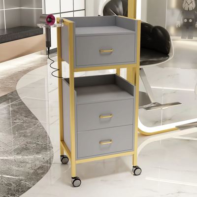 Factory Direct Modern Hairdresser Tool Table Foldable Barber Shop Cabinet with Special Shelf Floor Mirror Metal Plastic Material