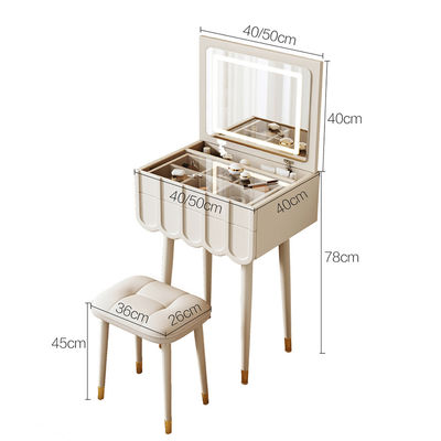 Multi-colors Led Light Makeup Mirror with 0.18 Small Size Foldable Dressing Table Large Storage