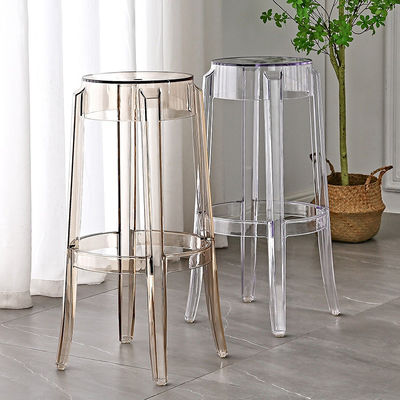 Nordic Transparent Acrylic Designer High Foot Bar Stool Transparent Reception Chair for Laboratory for Home Bar Furniture