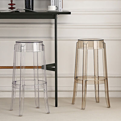 Nordic Transparent Acrylic Designer High Foot Bar Stool Transparent Reception Chair for Laboratory for Home Bar Furniture
