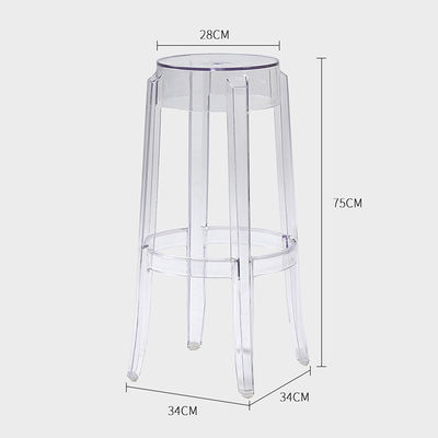 Nordic Transparent Acrylic Designer High Foot Bar Stool Transparent Reception Chair for Laboratory for Home Bar Furniture
