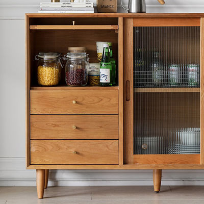Japanese Wood Sideboard Solid Living Room Dining Furniture Nordic Kitchen Storage Cabinet for Small Apartment
