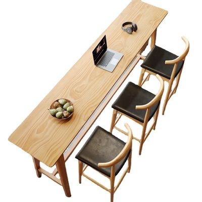 Nordic Solid Wood Bar Table Home Balcony Leisure Long High Coffee Shop Milk Tea