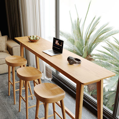 Nordic Solid Wood Bar Table Home Balcony Leisure Long High Coffee Shop Milk Tea