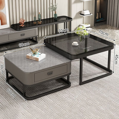 Living Room Center Table Coffee Tables Combination Metal Glass CoffeeTable Storage Furniture with Drawer