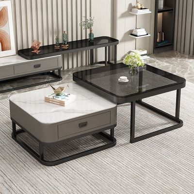 Living Room Center Table Coffee Tables Combination Metal Glass CoffeeTable Storage Furniture with Drawer