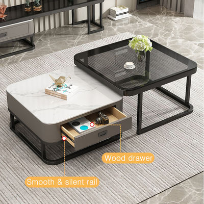 Living Room Center Table Coffee Tables Combination Metal Glass CoffeeTable Storage Furniture with Drawer