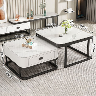 Living Room Center Table Coffee Tables Combination Metal Glass CoffeeTable Storage Furniture with Drawer