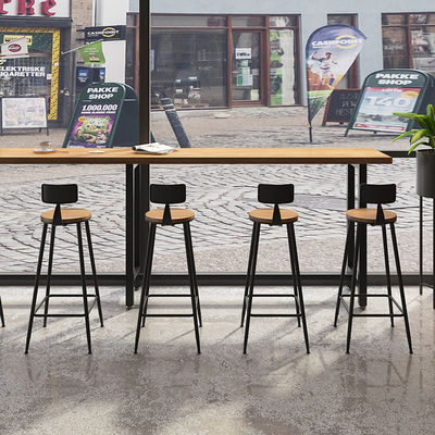 Modern Bar Table, Commercial Solid Wood Restaurant Milk Tea Shop Cafe Long High Foot Wall Narrow