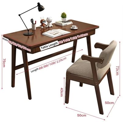 Nordic Style Solid Wood Computer Desk Small Apartment Study Table with Drawer for Student Writing and Working Station