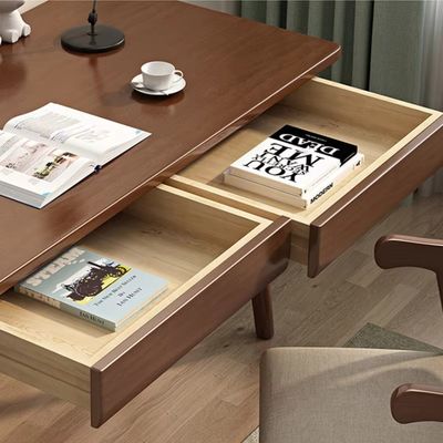 Nordic Style Solid Wood Computer Desk Small Apartment Study Table with Drawer for Student Writing and Working Station