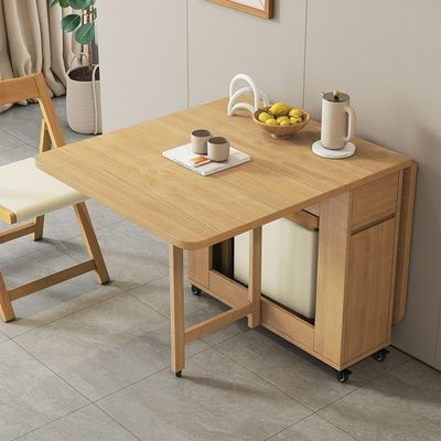 Solid Wood Multifunctional Folding Dining Table Nordic Telescopic Desk Apartment Rectangular Combination