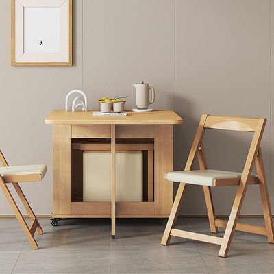 Solid Wood Multifunctional Folding Dining Table Nordic Telescopic Desk Apartment Rectangular Combination