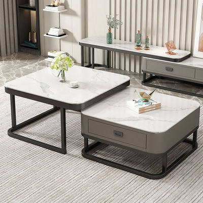 Modern 2-Tier Rectangle Coffee Table Minimalist Style Side Tea for Living Room Center for Apartment Use