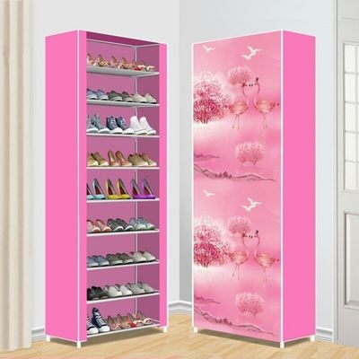 Large Capacity Simply-Assembled Simple Fabric Shoe Rack Non-Woven with Zip Convertible Metal Porte Chaussures for Home Hotel