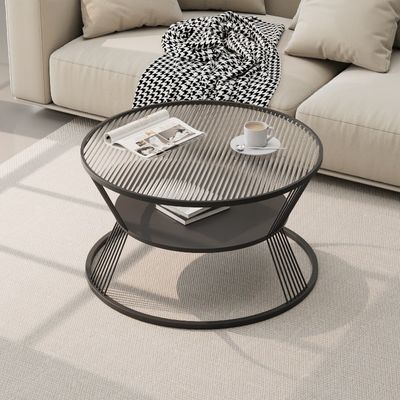 Minimalist Mini Round Table for Small Apartment Home Coffee Modern Light Luxury Glass Side
