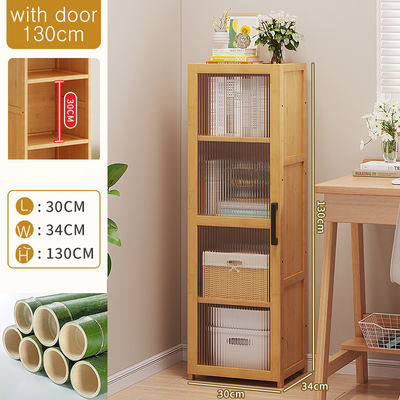 Modern Simple Storage Bookcase Door Bamboo Bookshelf Cabinet for Living Room Bedroom Floor-to-Ceiling Home Furniture Apartment